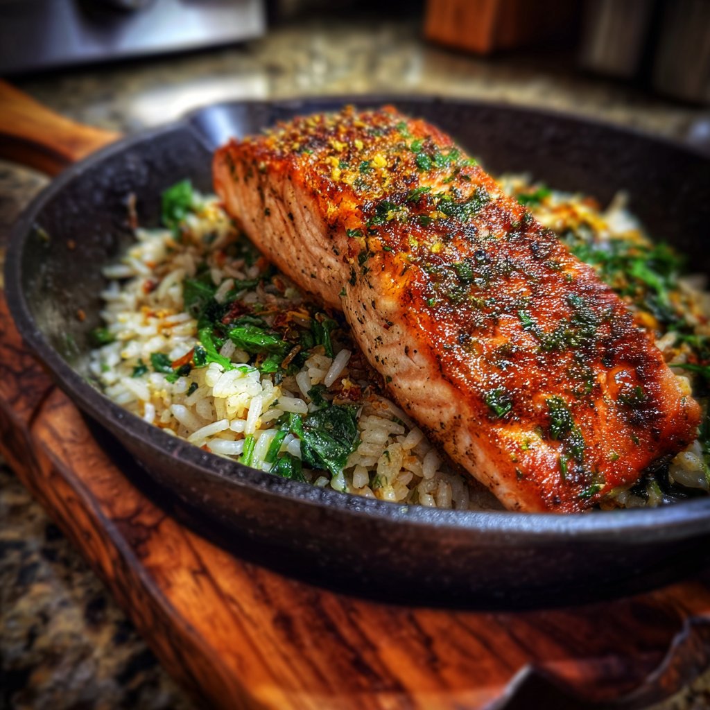 Herbed Salmon and Rice Skillet