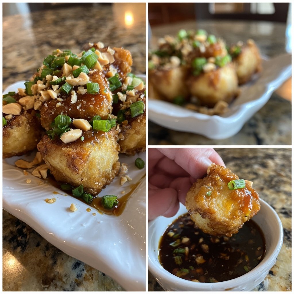 Crispy Tofu Bites with Peanut Sauce