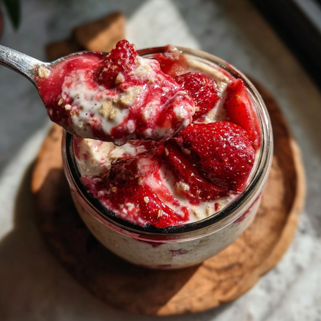 Overnight Oats with Strawberry Swirl
